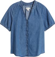 Treasure & Bond V-Neck Chambray Top