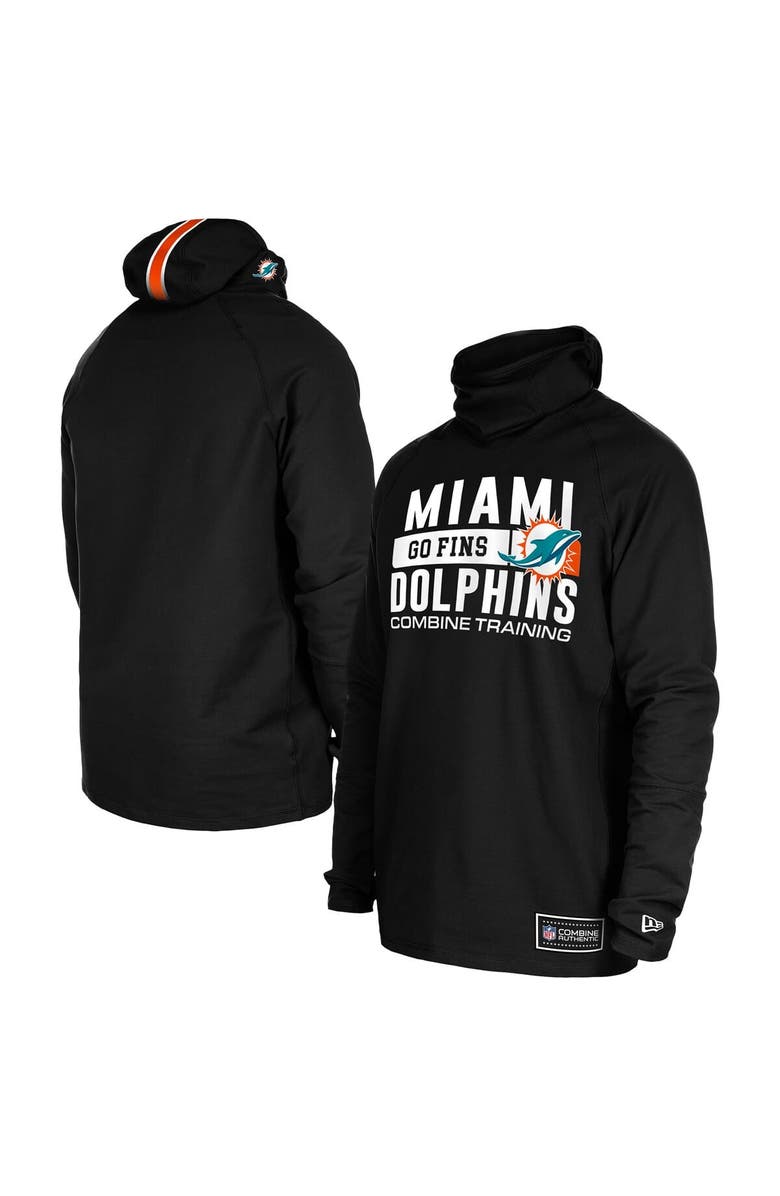 New Era Men's New Era Black Miami Dolphins Functional Fandom Balaclava Helmet Stripe Tri-Blend Hoodie, Main, color, Black