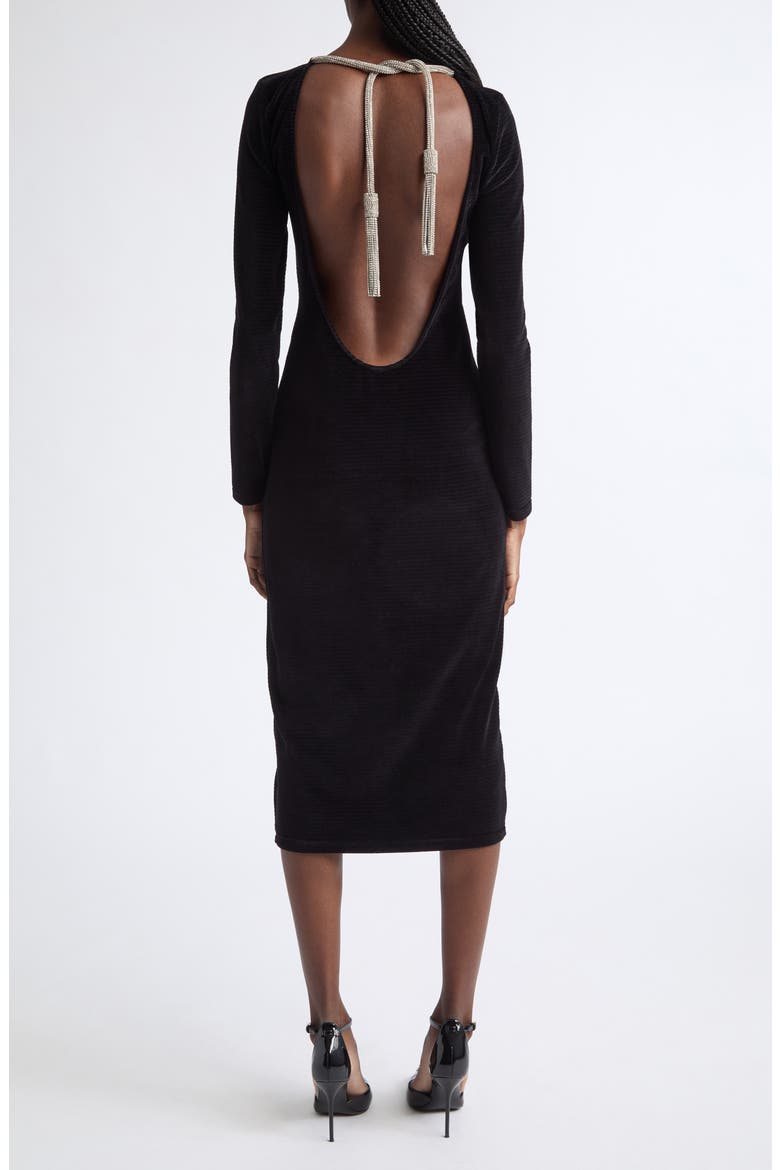 Ribbed Velvet Open Back Maxi Dress, Alternate, color, 0PA BLACK