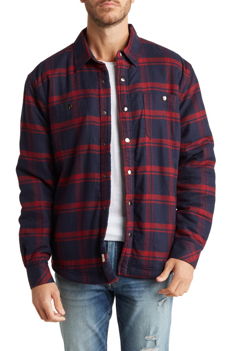 Tristan Plaid Flannel Shirt Jacket, Main, color, MERLOT