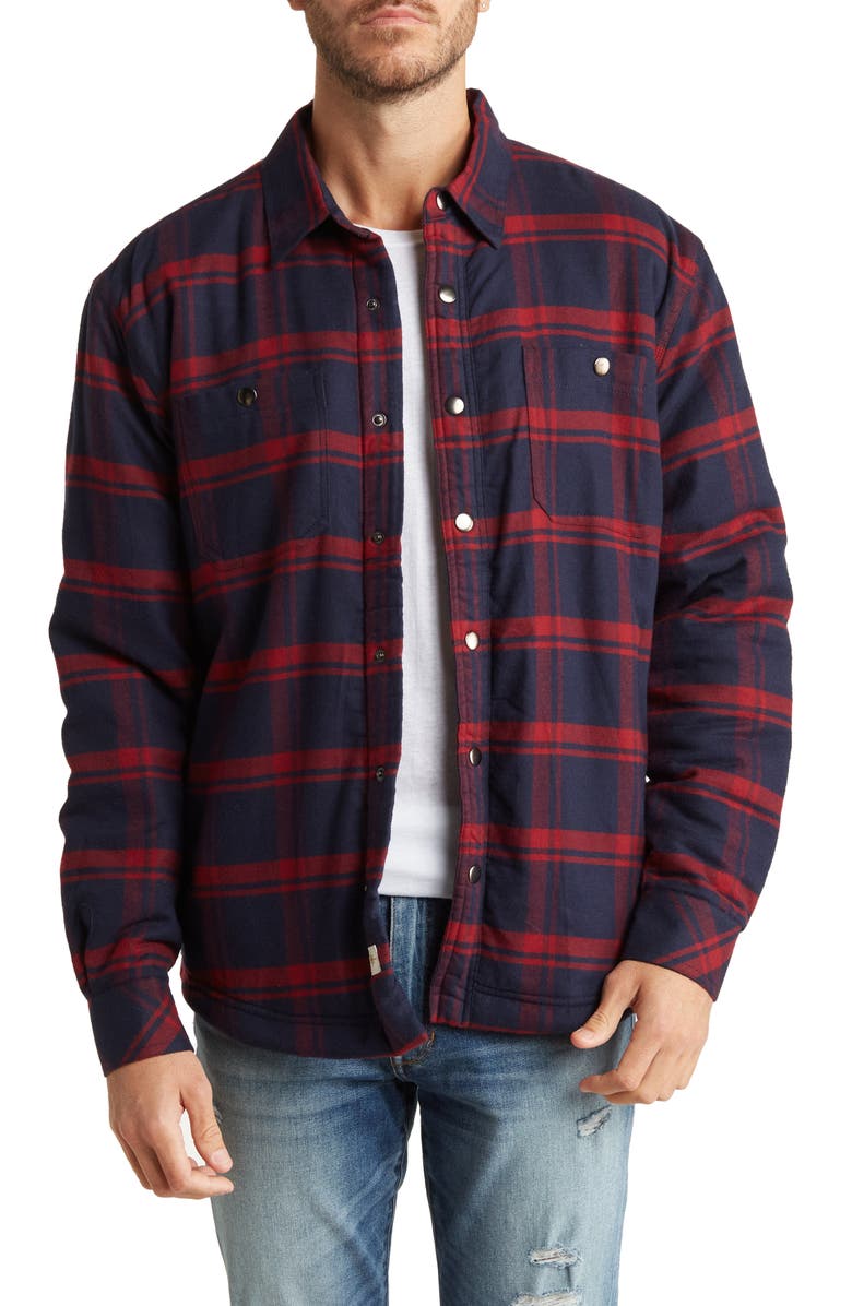 Coastaoro Tristan Plaid Flannel Shirt Jacket, Main, color, Merlot