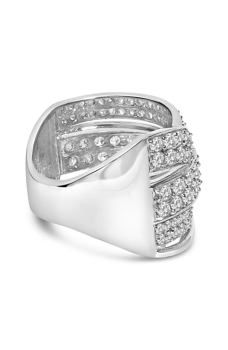 Haus of Brilliance Silver 2.00 Cttw Round-Cut Diamond Overlapping Bypass Band Ring, Alternate, color, Silver