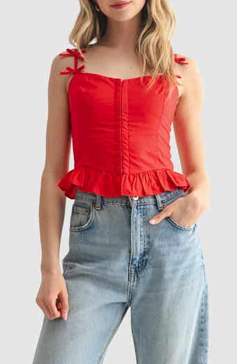 All in Favor Bow Strap Cotton Corset Top