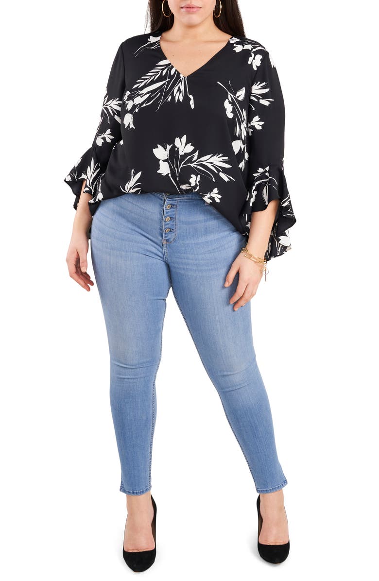 Vince Camuto Floral Tunic Top, Alternate, color, 