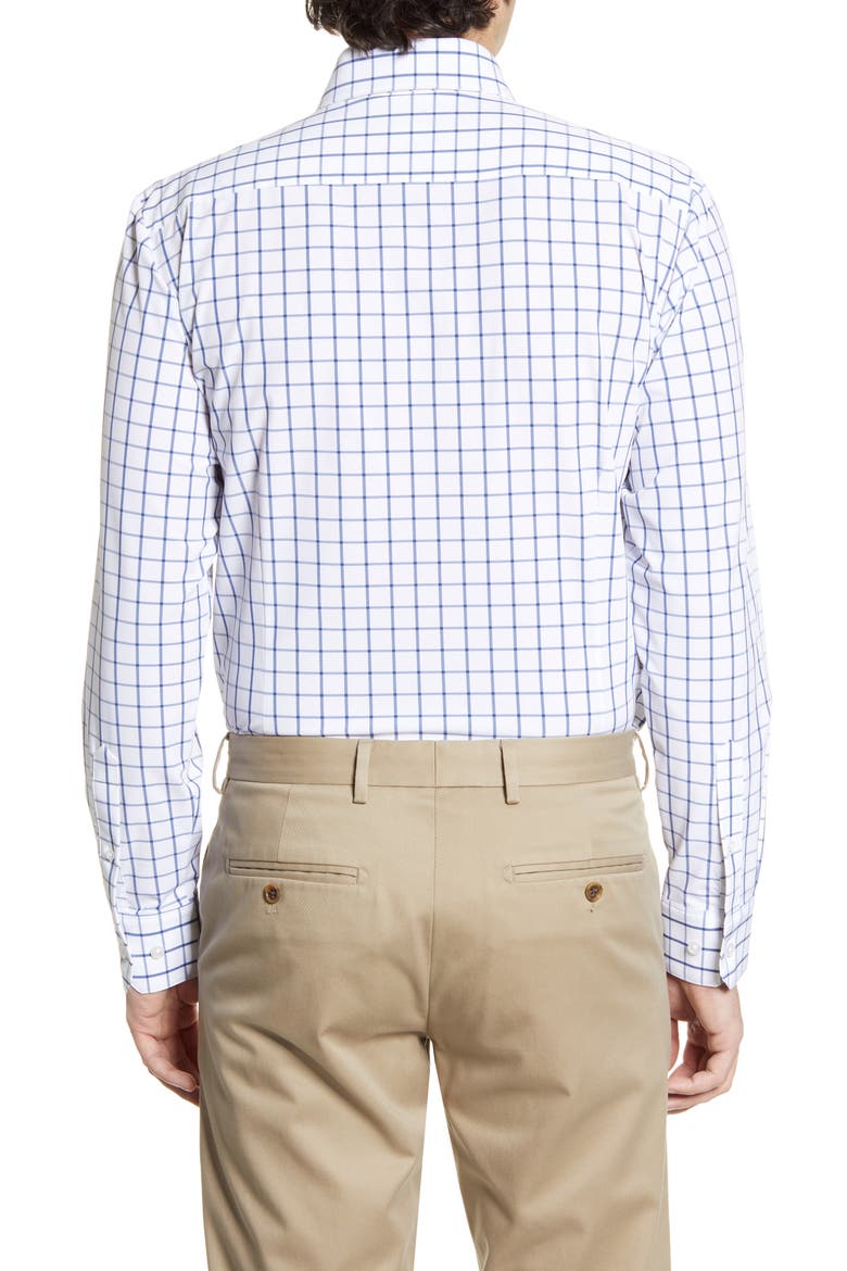 Leeward Trim Fit Check Button-Up Performance Shirt, Alternate, color, BLUE