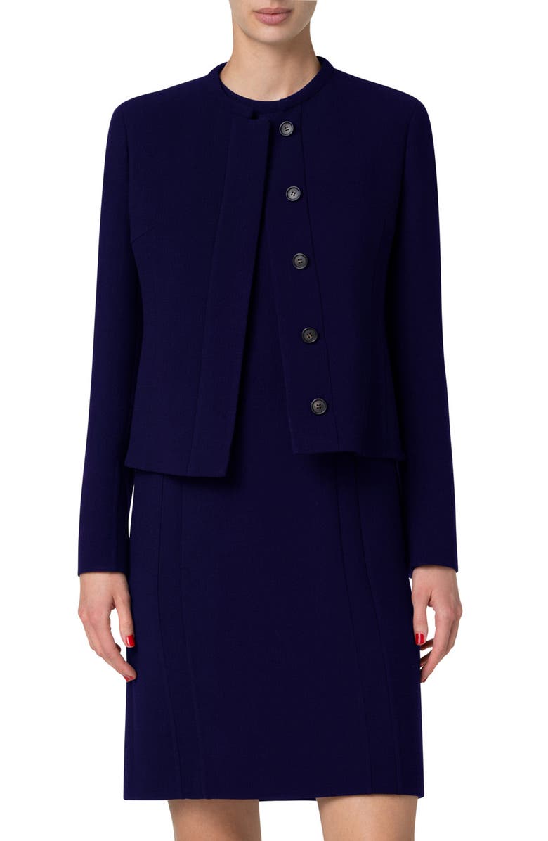 Akris West Double Face Wool Crepe Short Jacket, Main, color, 