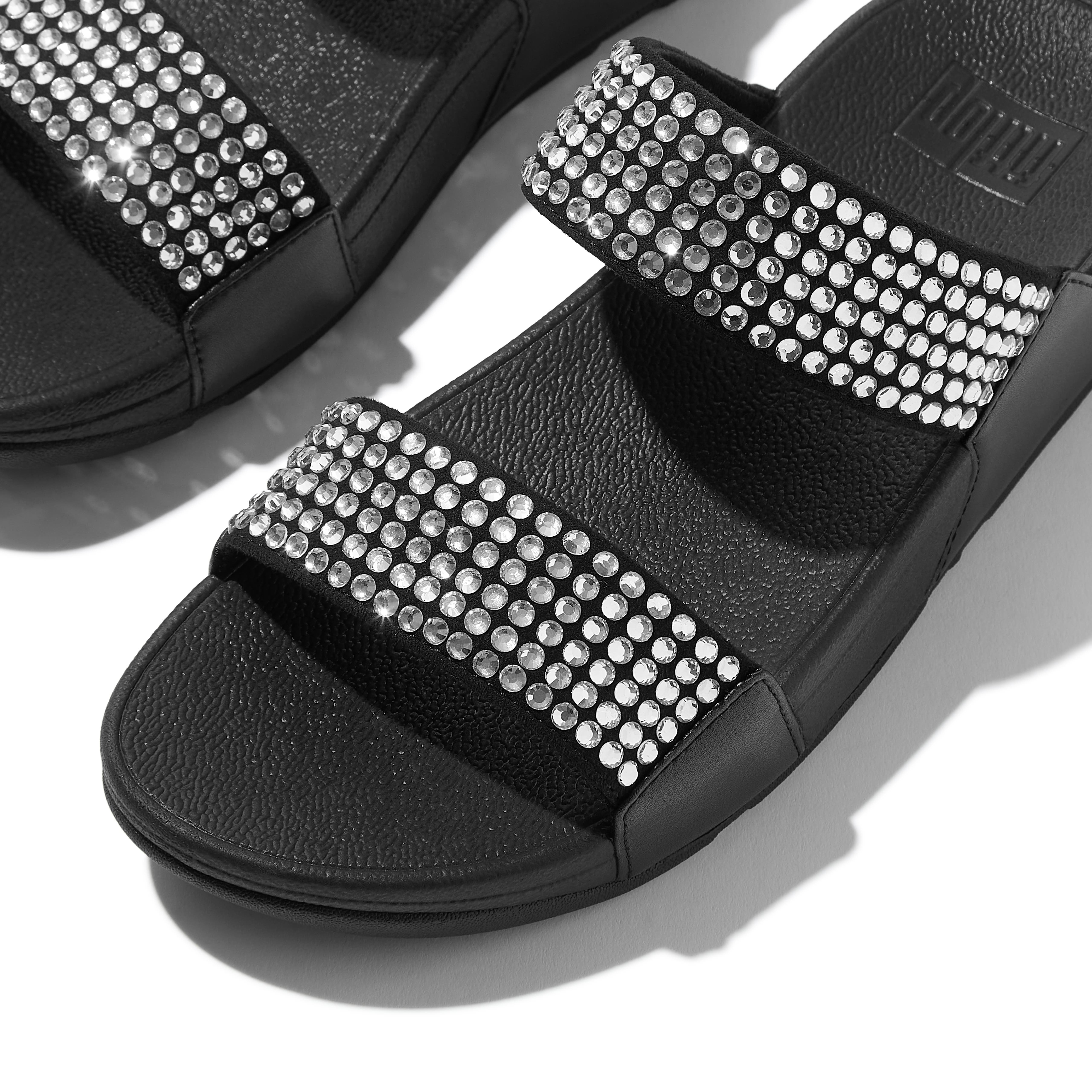 FitFlop Lulu Maxi-crystal toe-post sandals, Alternate, color, Black