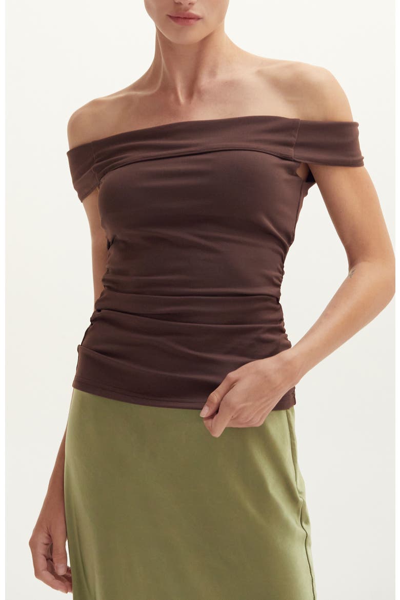 Off Shoulder Knit Top, Main, color, Espresso