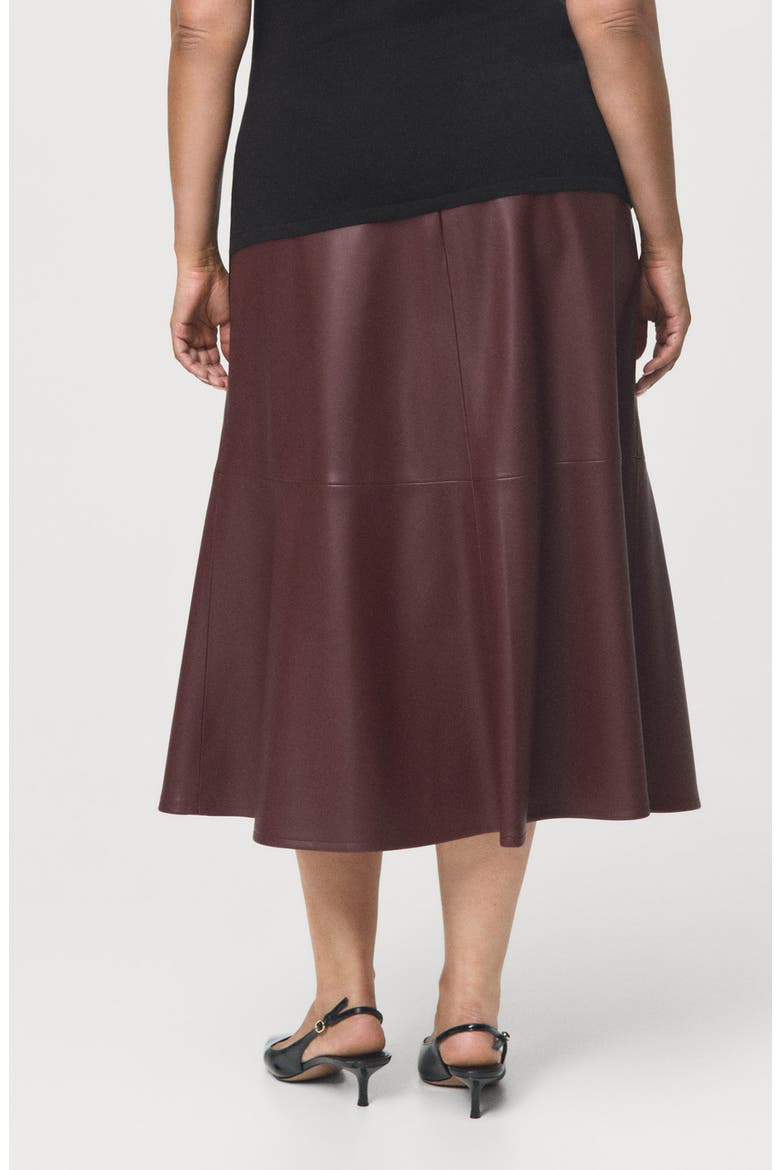 Paris Faux Leather A-Line Midi Skirt, Alternate, color, MAROON