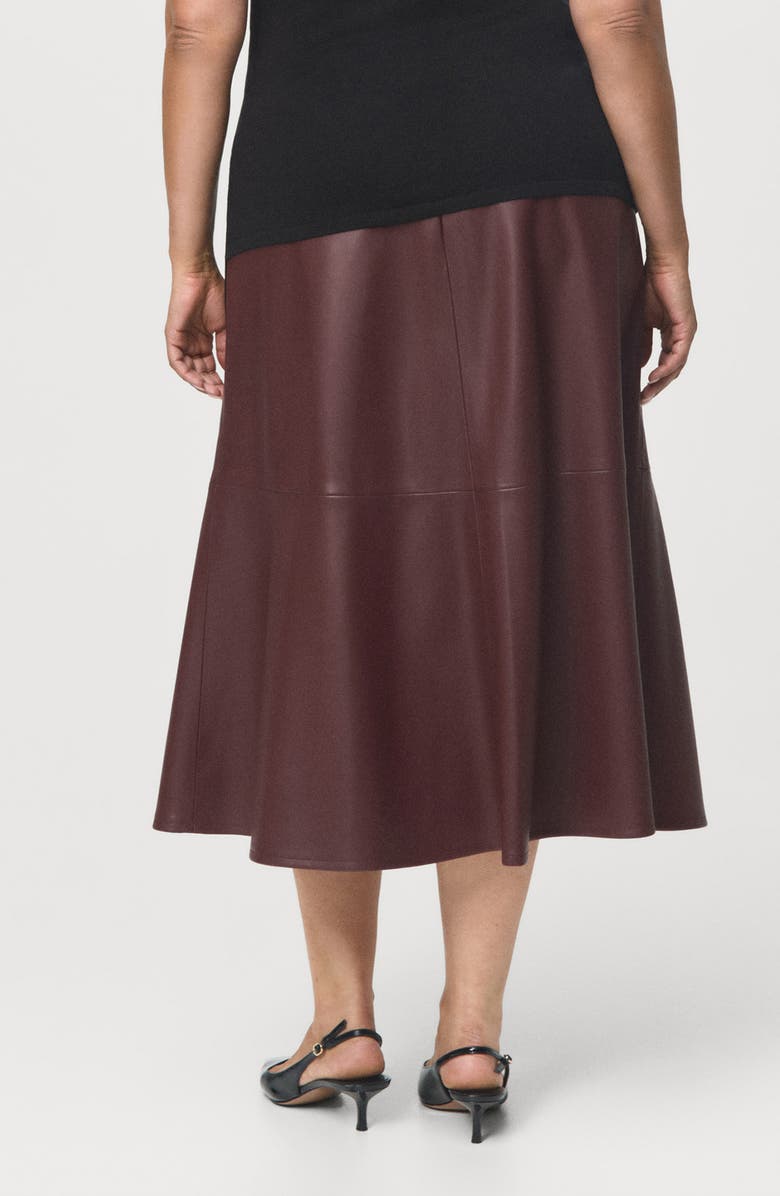 MANGO Paris Faux Leather A-Line Midi Skirt, Alternate, color, Maroon