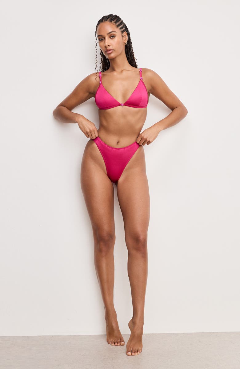 Good American Satin Better Bikini Bottoms, Alternate, color, Fuschia002