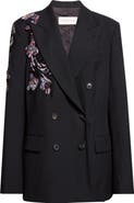 Dries Van Noten Barrysta Embellished Double Breasted Wool Blazer