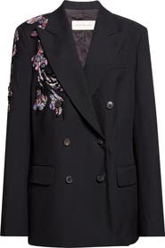Dries Van Noten Barrysta Embellished Double Breasted Wool Blazer
