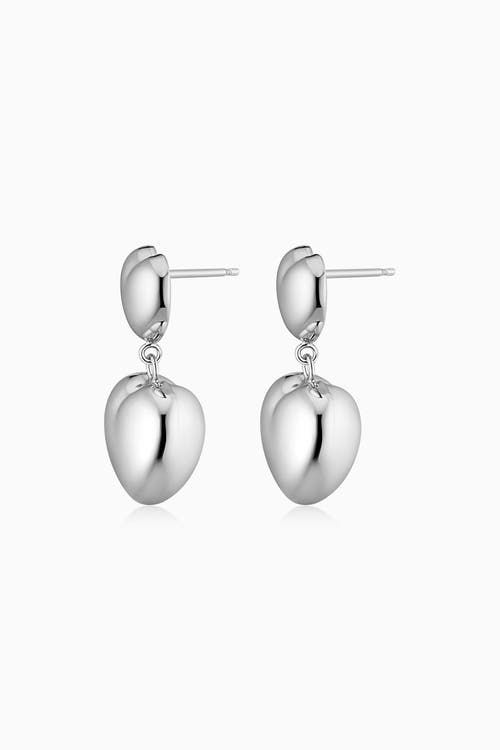 Oradina Sterling Silver Lover Statement Drop Earrings In Silver