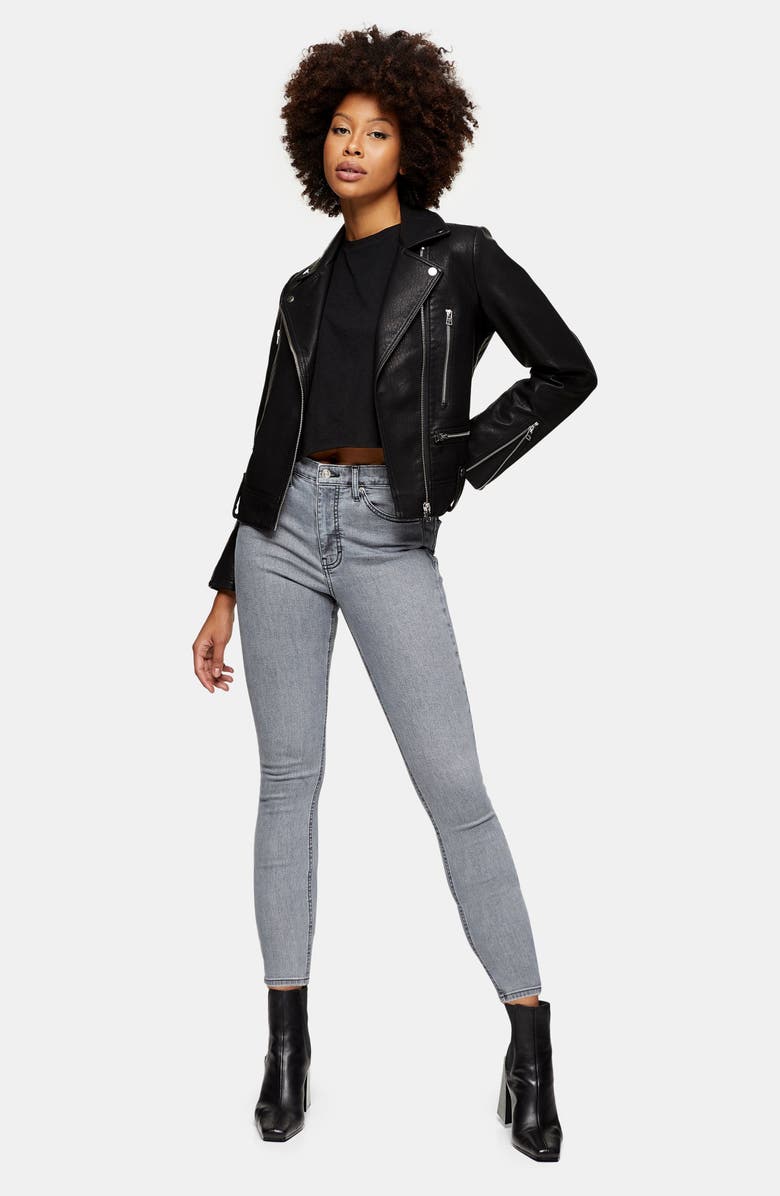 Topshop New Grey Jamie High Waist Crop Skinny Jeans, Alternate, color,