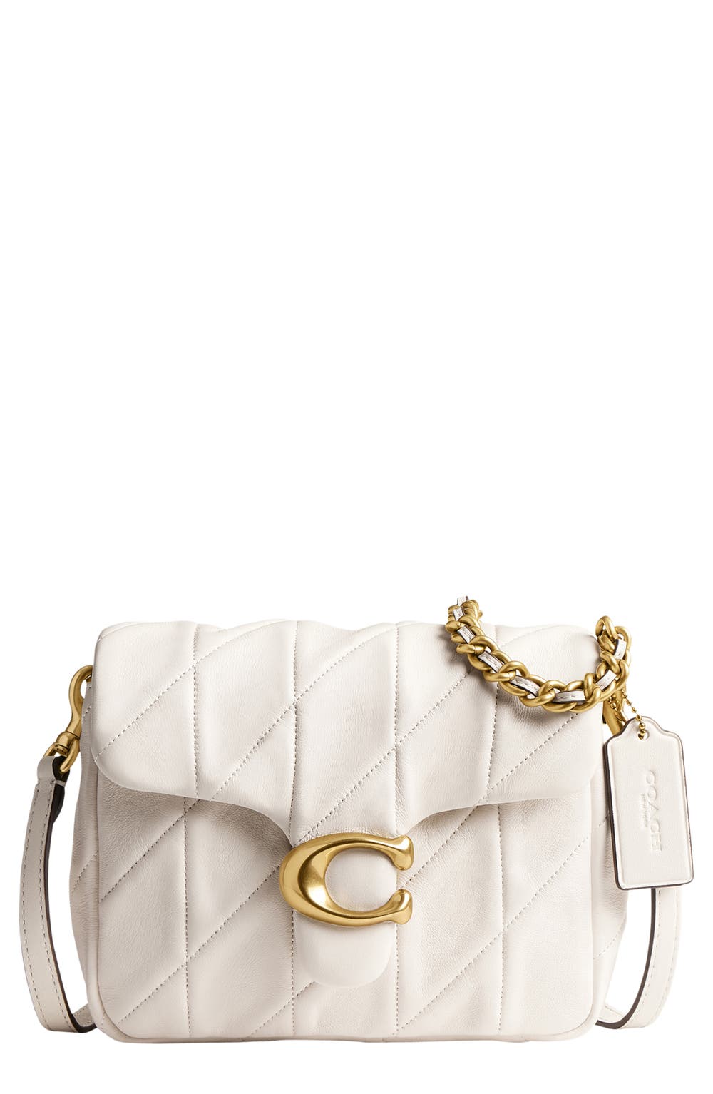 Times Square Tabby Shoulder Bag 17 With Quilting, color, B4/ CHALK