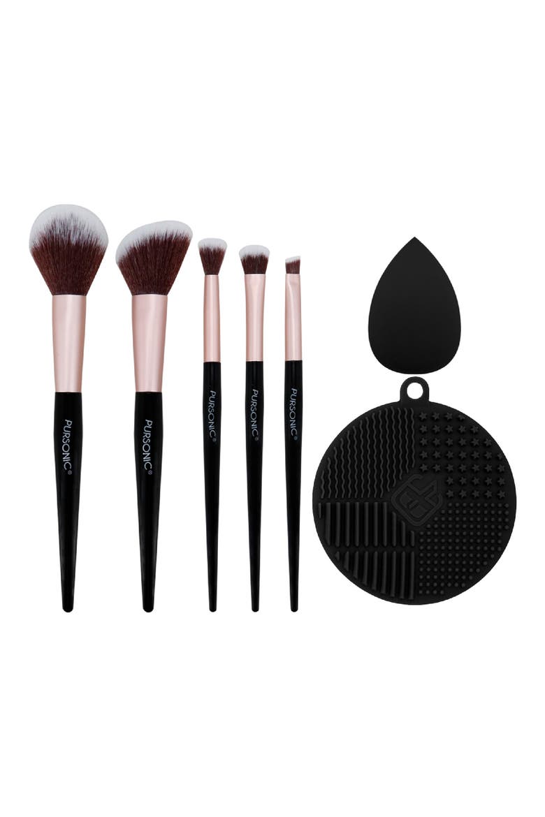 Complete Glam 7-Piece Makeup Brush Set, Main, color, BLACK