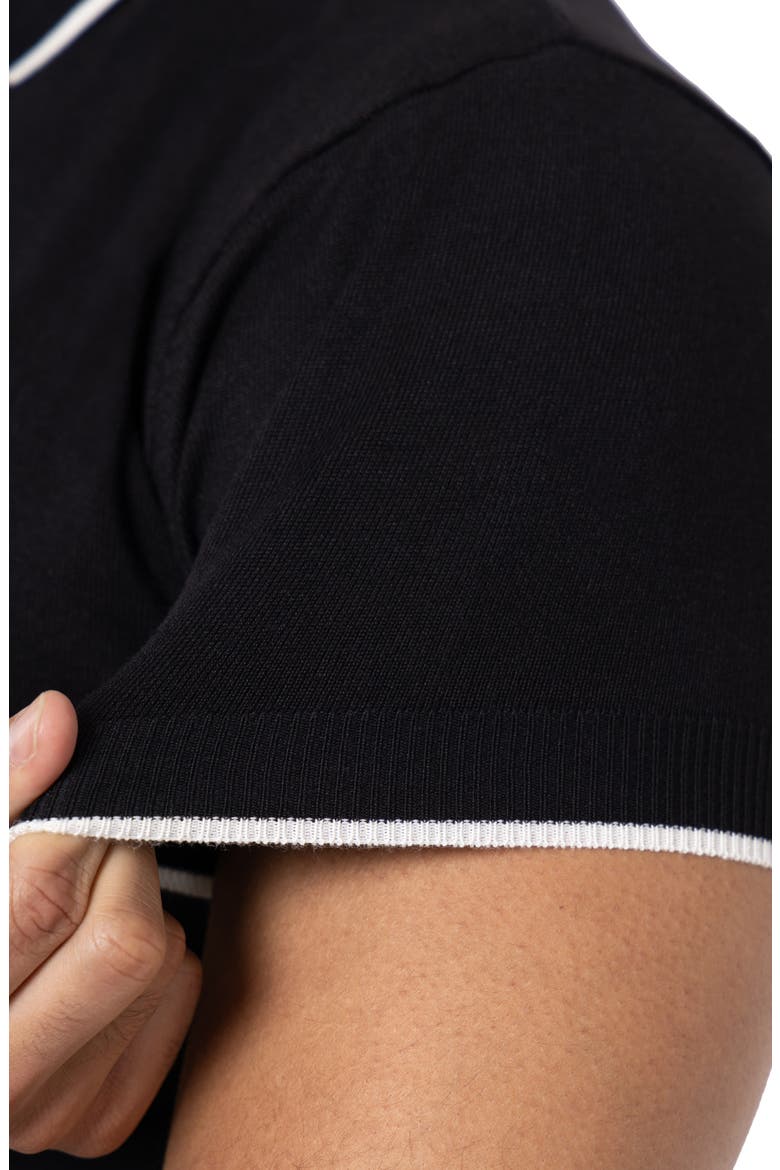 V-Neck Polo Sweater, Alternate, color, BLACK