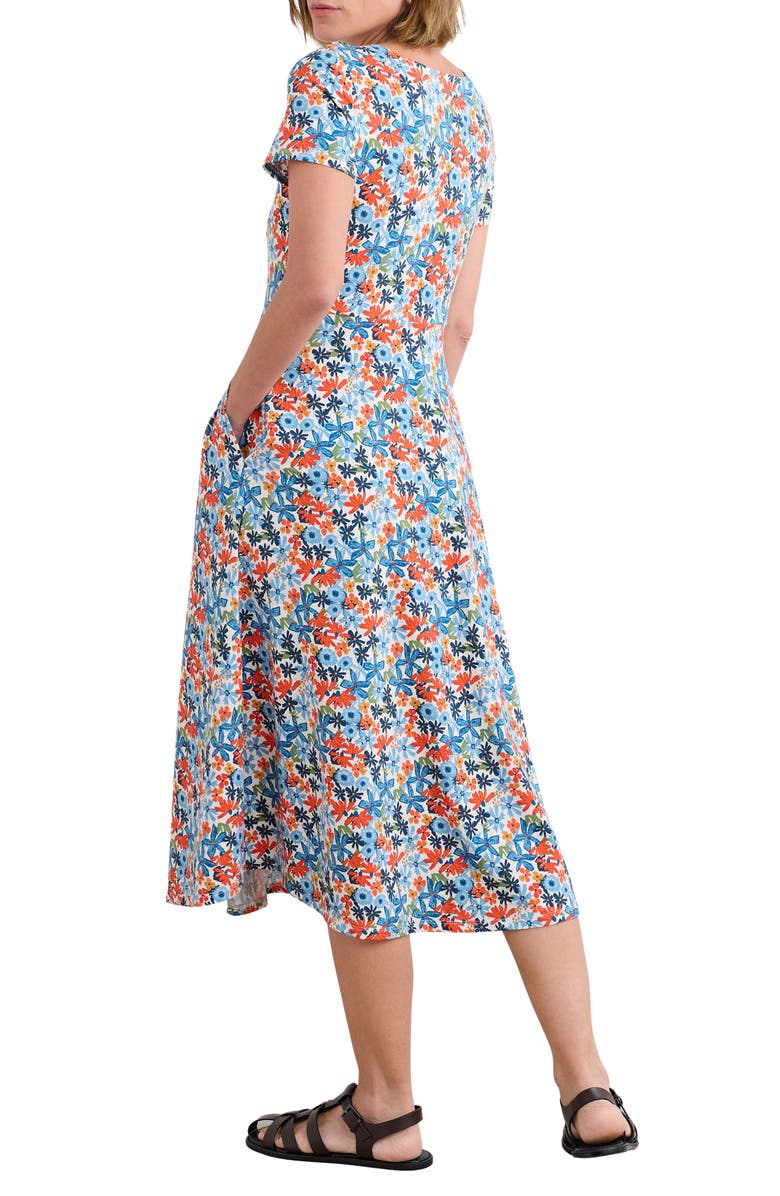 Seasalt Cornwall Veronica Print Stretch Organic Cotton Midi Dress, Alternate, color, Pastel Garden Chalk