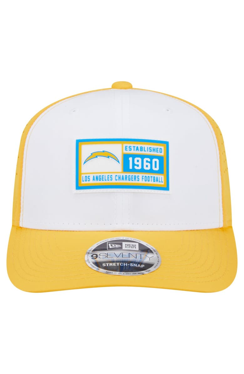 New Era Men's New Era  White/Gold Los Angeles Chargers Established Patch 9SEVENTY Adjustable Hat, Alternate, color, White