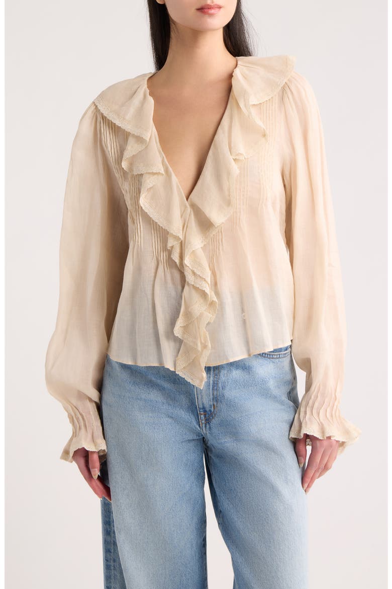 Floriane Ruffle Pintuck Top, Main, color, NATURAL