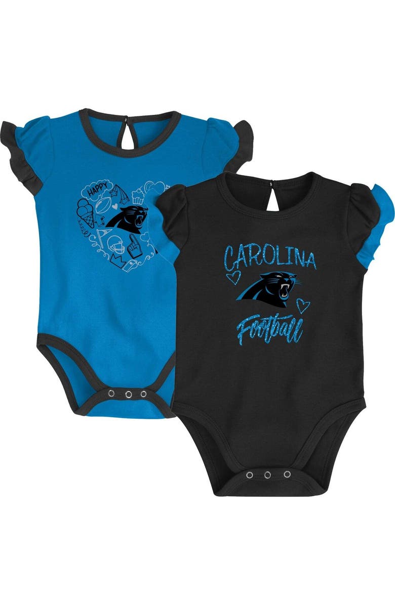 Outerstuff Newborn & Infant Black/Blue Carolina Panthers Too Much Love Two-Piece Bodysuit Set, Main, color,
