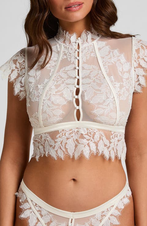 Amelia Lace & Mesh Crop Corset Top