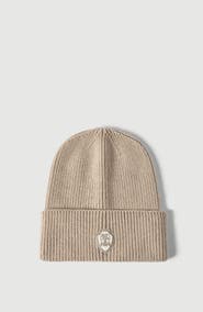 Brunello Cucinelli Cashmere English rib knit beanie with patch logo