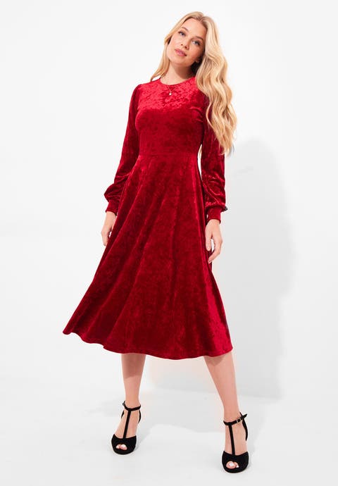 Crushed Velvet Midi Dress (Plus)