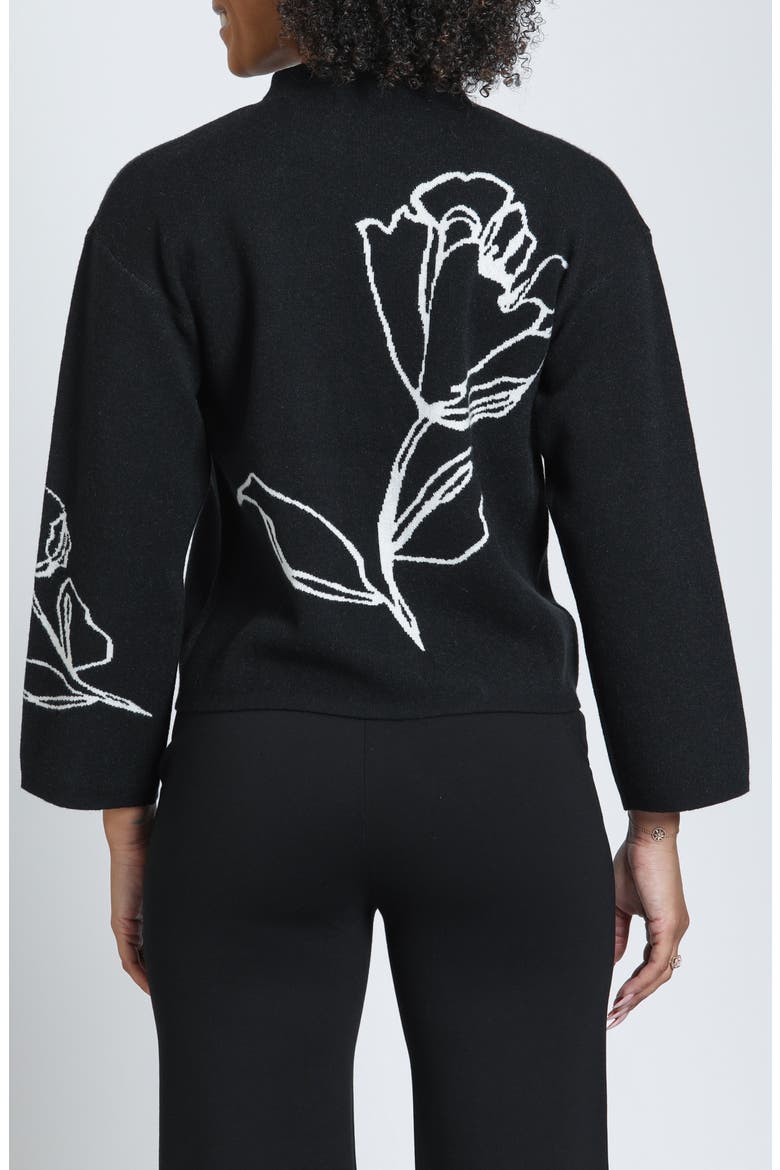 Contrast Floral Pullover Sweater, Alternate, color, JET/IVORY