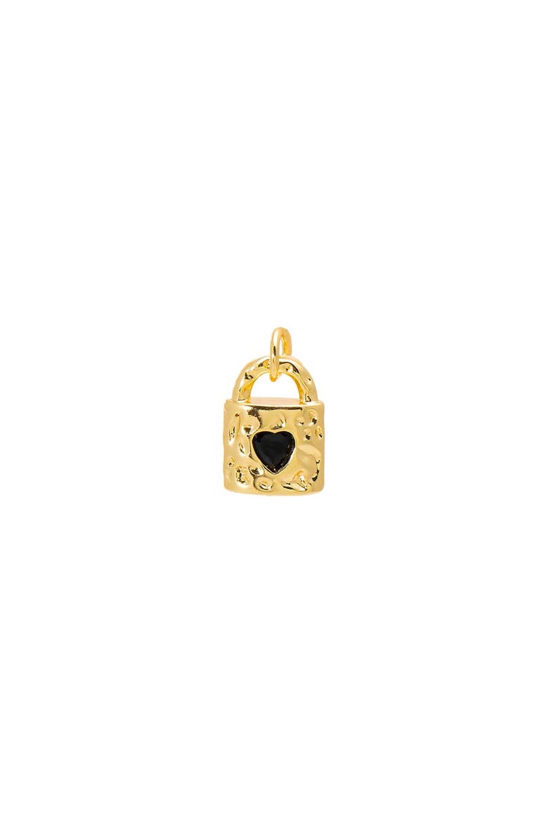 Black Onyx Heart Lock Charm, Main, color, Onyx