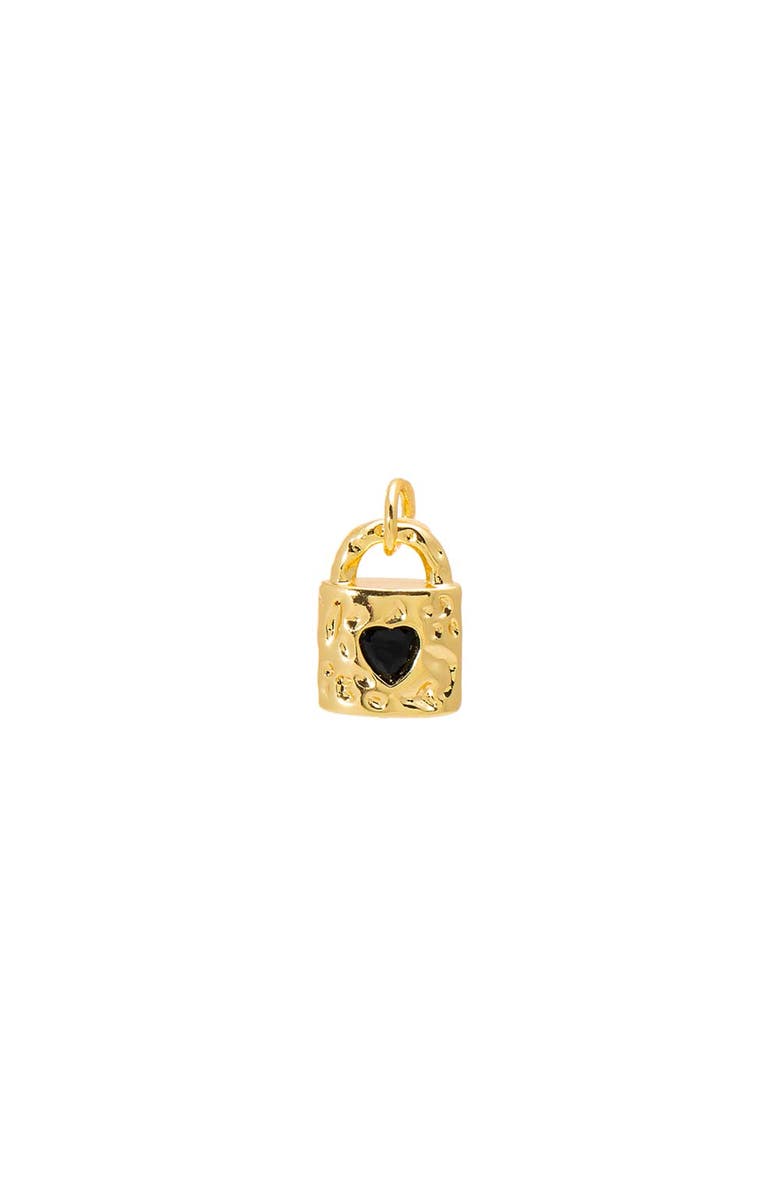 BY ADINA EDEN Black Onyx Heart Lock Charm, Main, color, Onyx