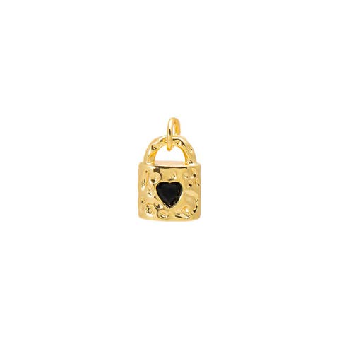 Black Onyx Heart Lock Charm