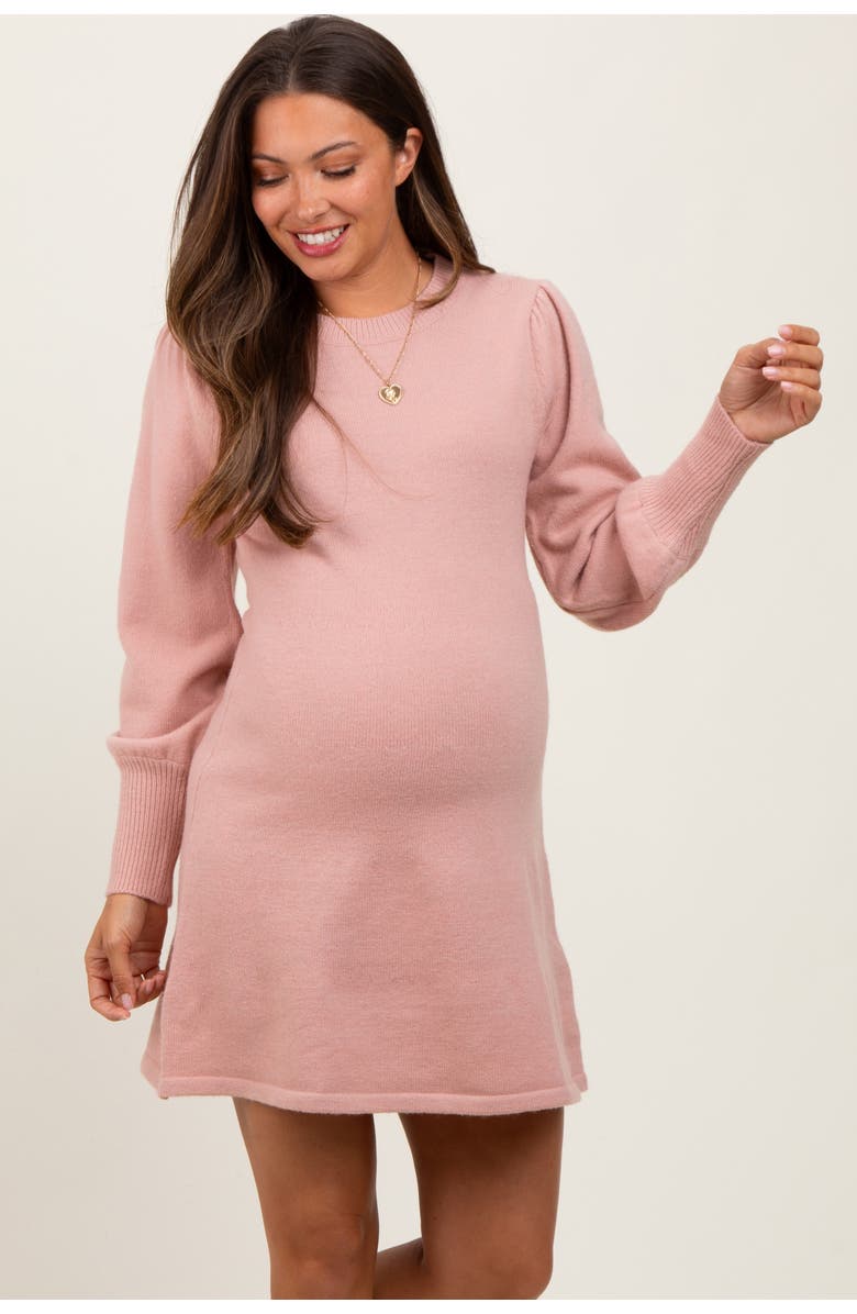 PinkBlush Knit Bubble Sleeve Mini Dress, Alternate, color, Pink