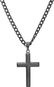 HMY JEWELRY Men's Black Cross Pendant Necklace