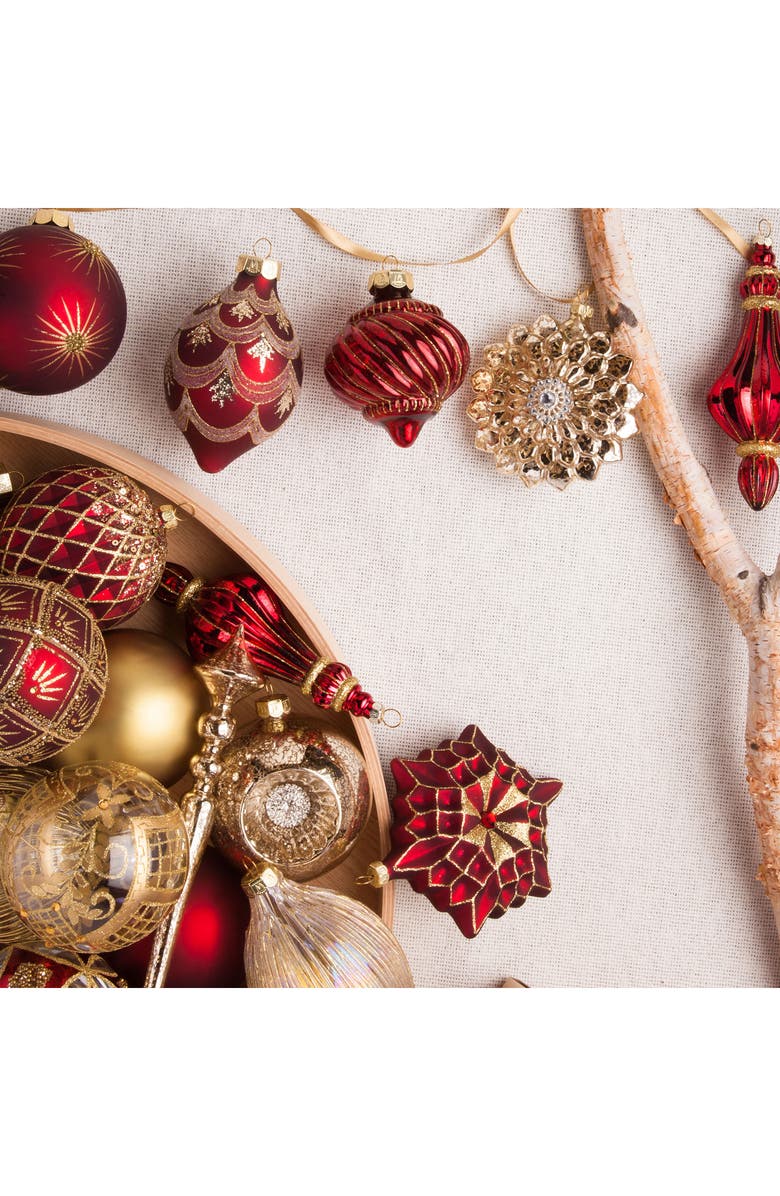 Balsam Hill Brilliant Bordeaux Set of 24 Glass Ornaments, Alternate, color, 