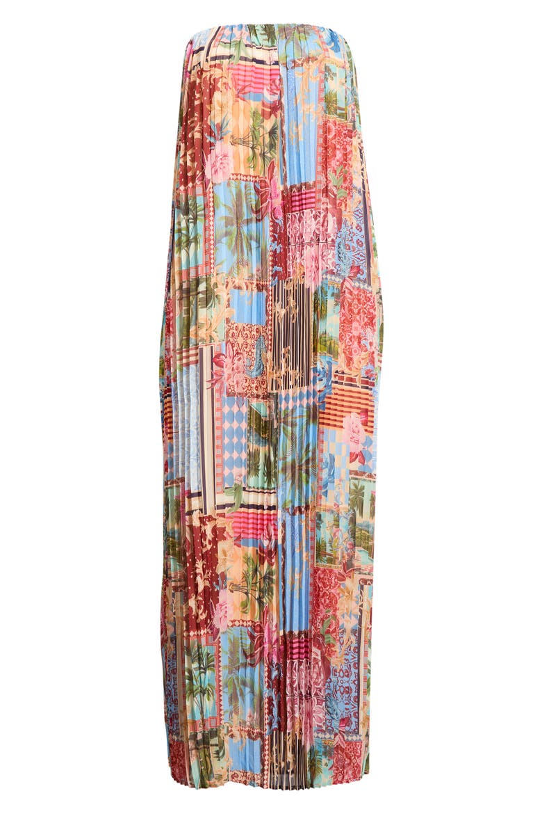 Melani Tropical Isabela Pleated Maxi Dress, Alternate, color, BLUE MULTI