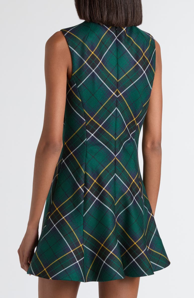 McQueen Tartan Wool Minidress, Alternate, color, Navy/ Green/ Yellow