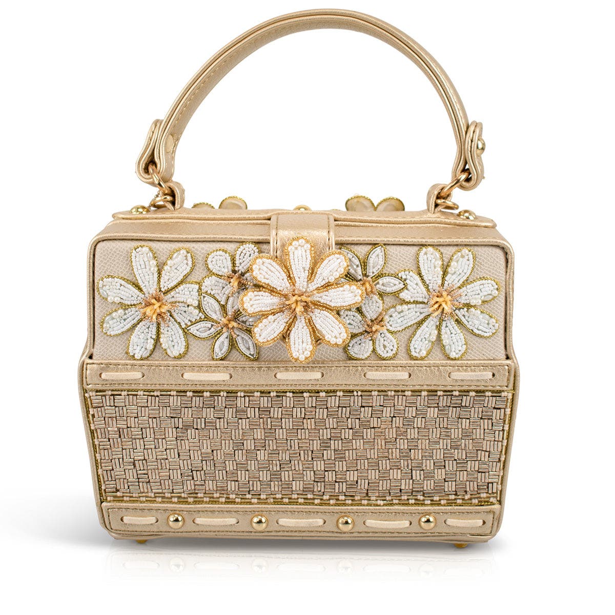 Mary Frances Accessories Basket of Sunshine Top Handle Handbag, Alternate, color, Gold