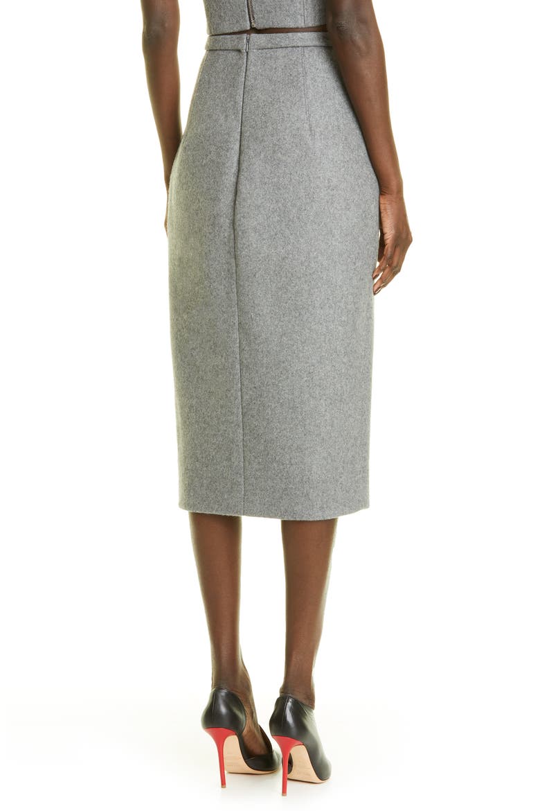 Open Front Boiled Wool Blend Pencil Skirt, Alternate, color, HEATHER GREY