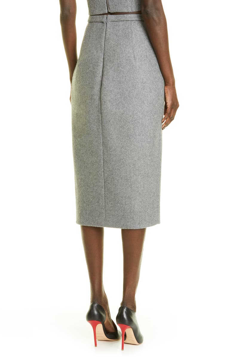 LaQuan Smith Open Front Boiled Wool Blend Pencil Skirt, Alternate, color,