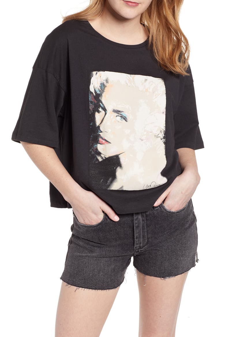 Madonna Boxy Graphic Tee, Main, color, BLACK