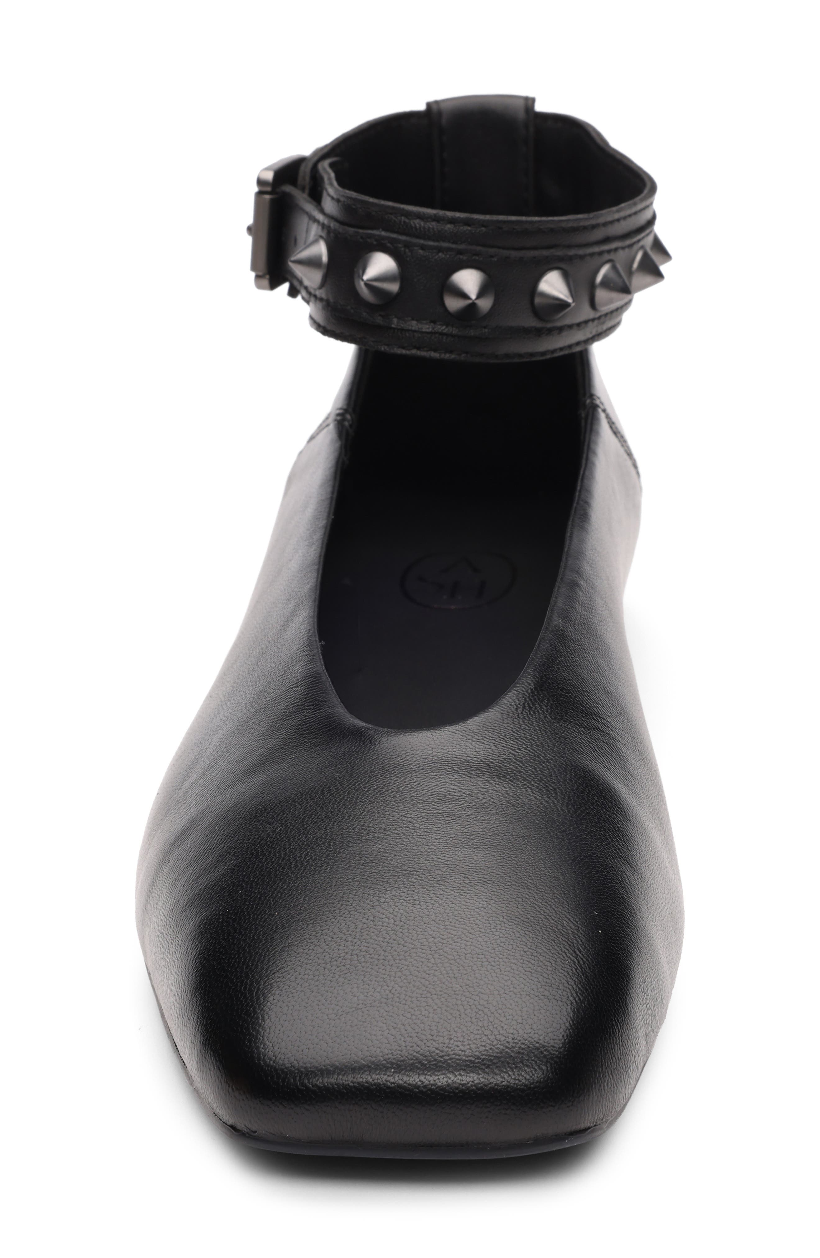 Ash Best Studded Ankle Strap Flat, Alternate, color, Black