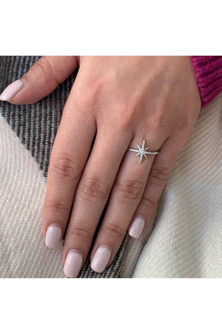 North Star Sterling Silver Diamond Ring, Alternate, color, Silver