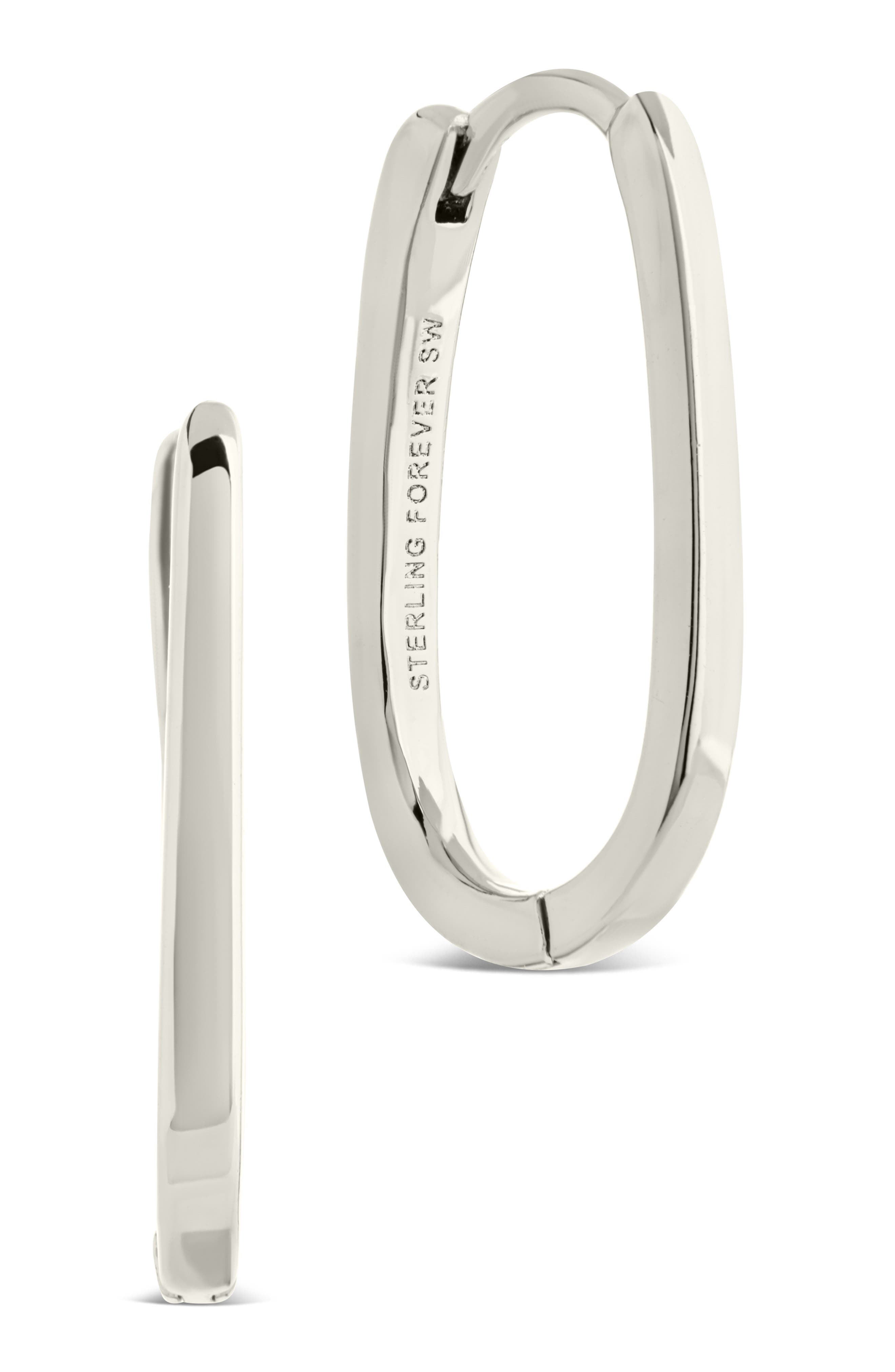 Sterling Forever Zuxana Polished Oval Hoop Drop Earrings