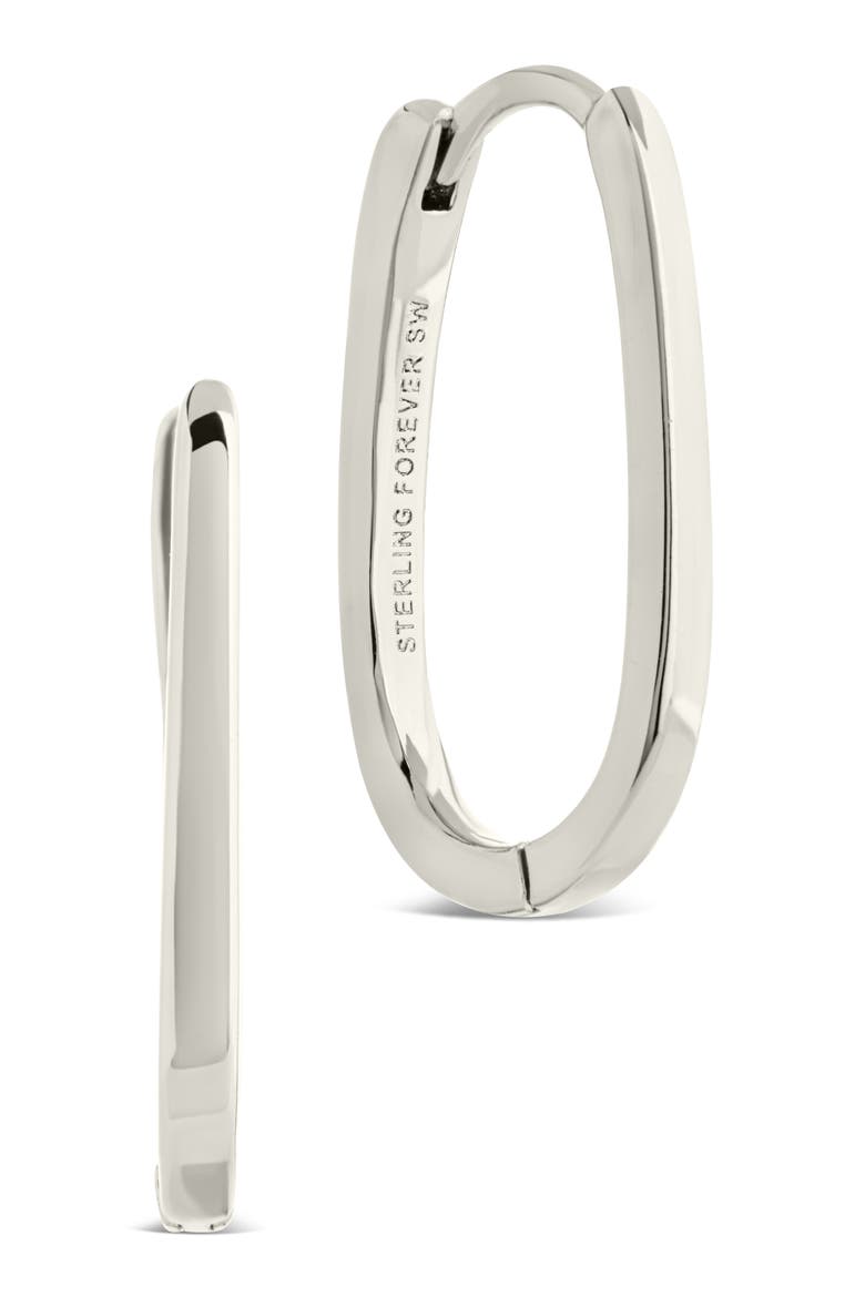 Zuxana Polished Oval Hoop Drop Earrings, Main, color, SILVER