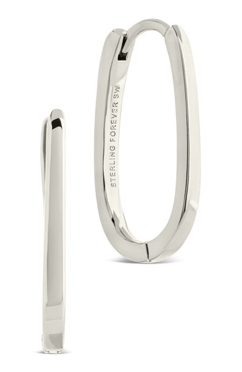 Zuxana Polished Oval Hoop Drop Earrings