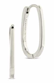Sterling Forever Zuxana Polished Oval Hoop Drop Earrings