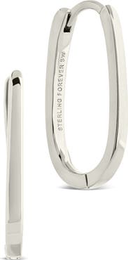 Sterling Forever Zuxana Polished Oval Hoop Drop Earrings