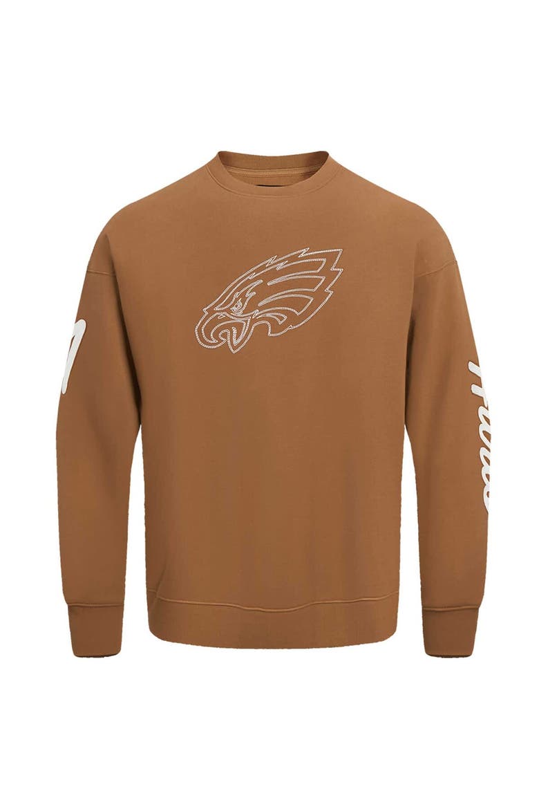 Men's Pro Standard Jalen Hurts Brown Philadelphia Eagles Pullover Crewneck Sweatshirt, Alternate, color, Brown